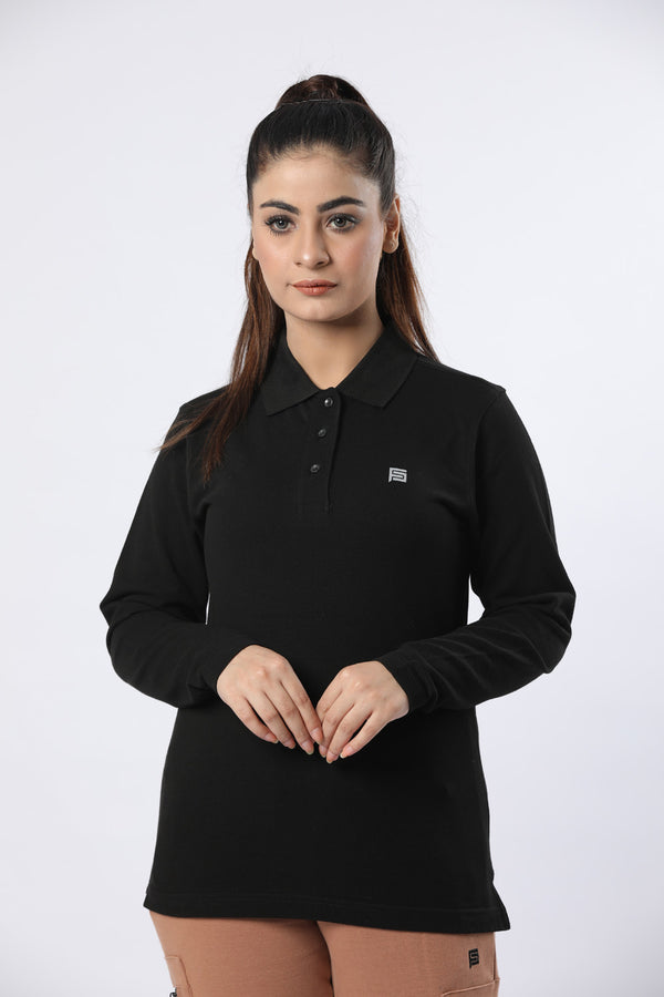 Clasic Long Sleeve Polo Shirt 165 (Black)