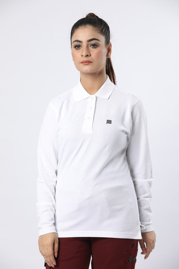 Clasic Long Sleeve Polo Shirt 165 (White)