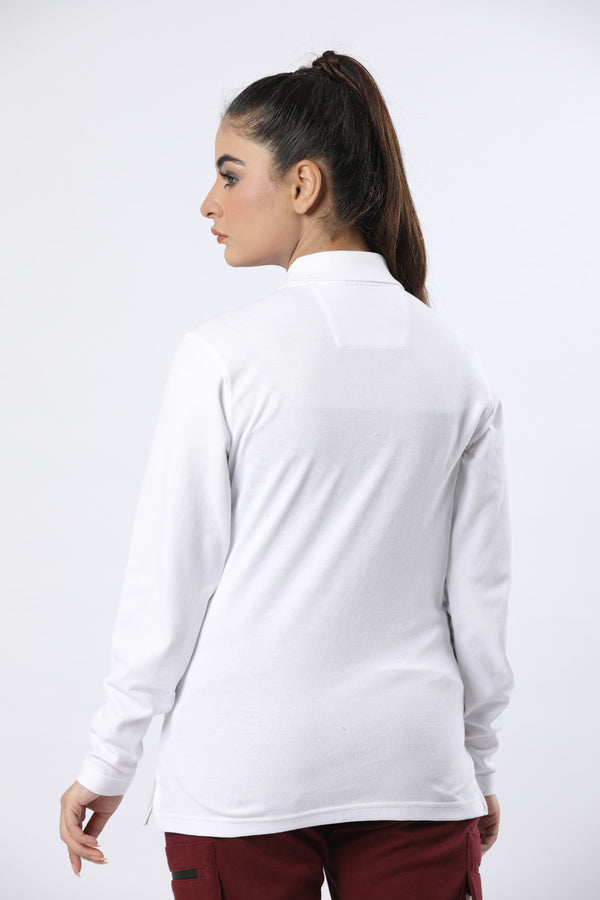 Clasic Long Sleeve Polo Shirt 165 (White)