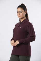 Clasic Long Sleeve Polo Shirt 165 (Plum )
