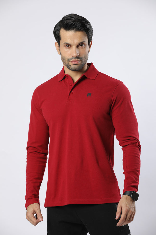 Clasic Long Sleeve Polo Shirt 108 (Red)